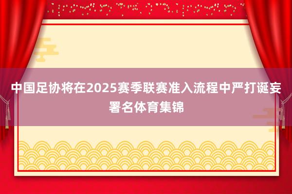 中国足协将在2025赛季联赛准入流程中严打诞妄署名体育集锦