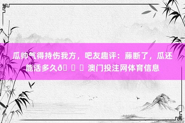 瓜帅气得持伤我方，吧友趣评：藤断了，瓜还能活多久😂澳门投注网体育信息