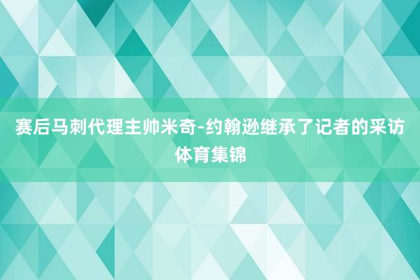 赛后马刺代理主帅米奇-约翰逊继承了记者的采访体育集锦